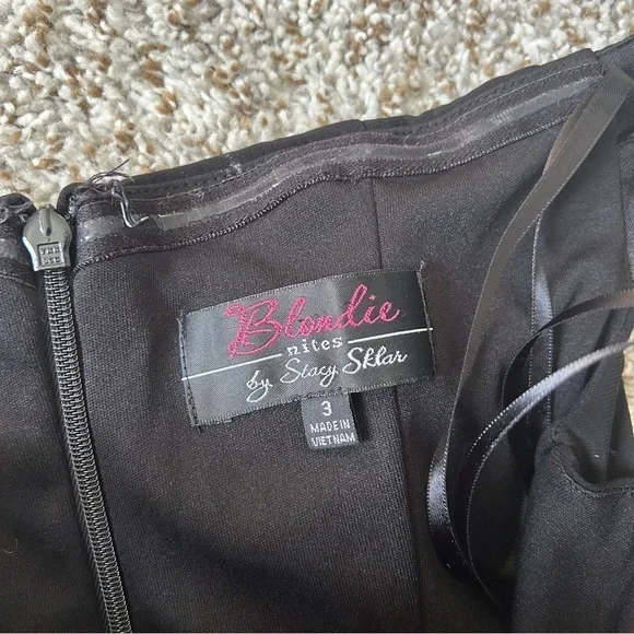 Blondie Nites Split Sleeve Printed Charmeuse Fit Flare Dress Formal Rose Vintage - Picture 4 of 10